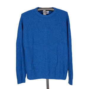 M&S Marks Spencer Men's LARGE Extra Fine Lambswool Classic Jumper Sweater Blue